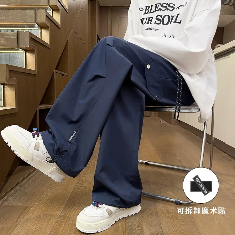 大码伞兵冲锋裤男春季新款休闲潮牌美式初中生ins直筒工装长裤子