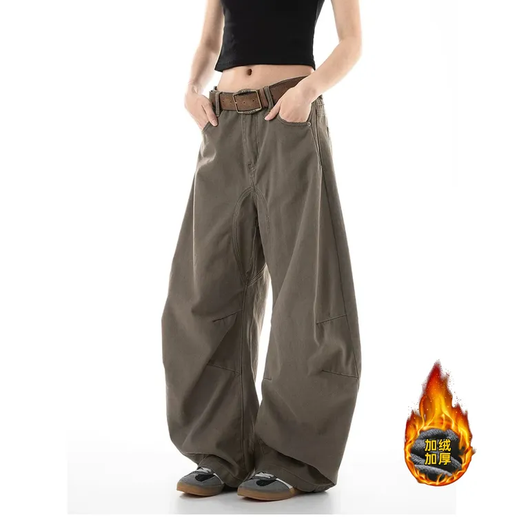 美式复古弯刀裤cleanfit休闲裤宽松百搭显瘦高腰垂感