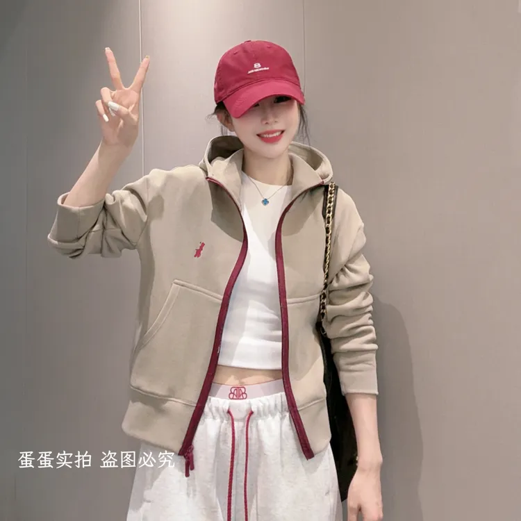 2025新款爆款早秋外套女春秋季双头拉链开衫上衣连帽运动外套