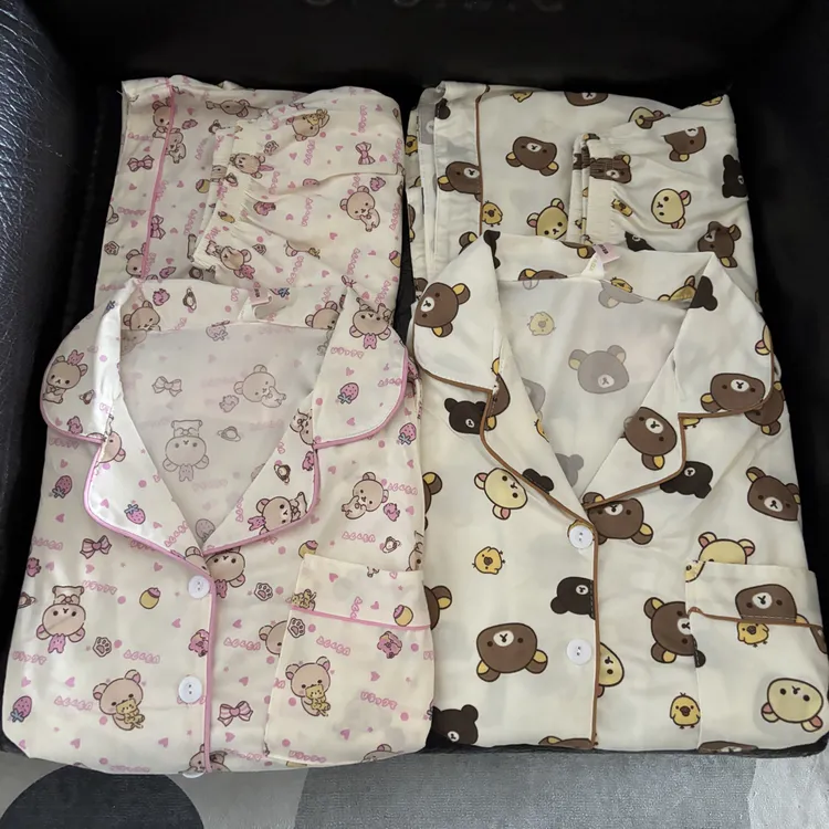 夏季情侣轻松熊睡衣薄款短袖三件套卡通休闲可外穿家居服一男一女