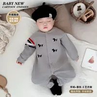 2025年新款婴幼儿羊毛蚕丝秋冬无骨连体衣宝宝哈衣男女外出服爬服