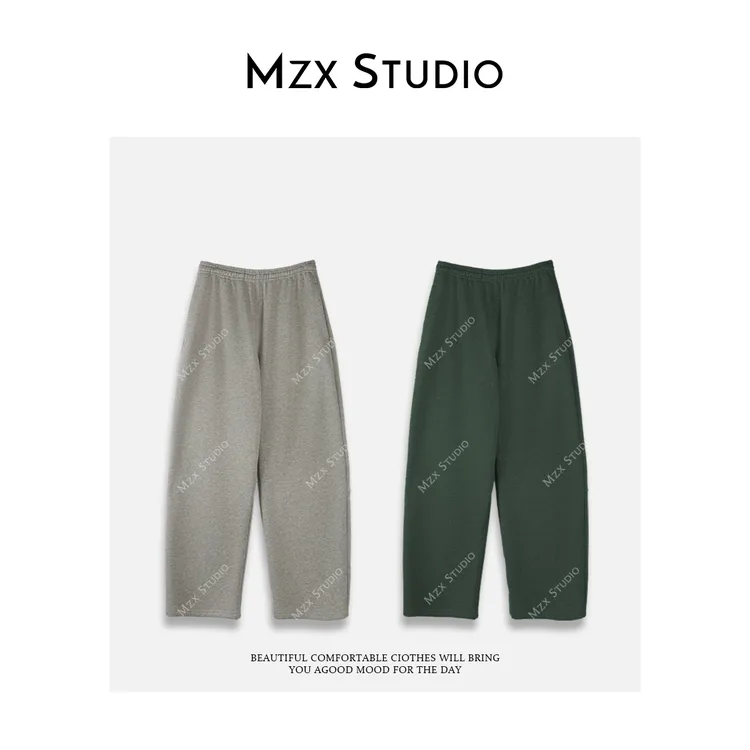 MZX  大王家极简百搭显瘦松紧腰双色加绒弯刀裤KZ10278-C