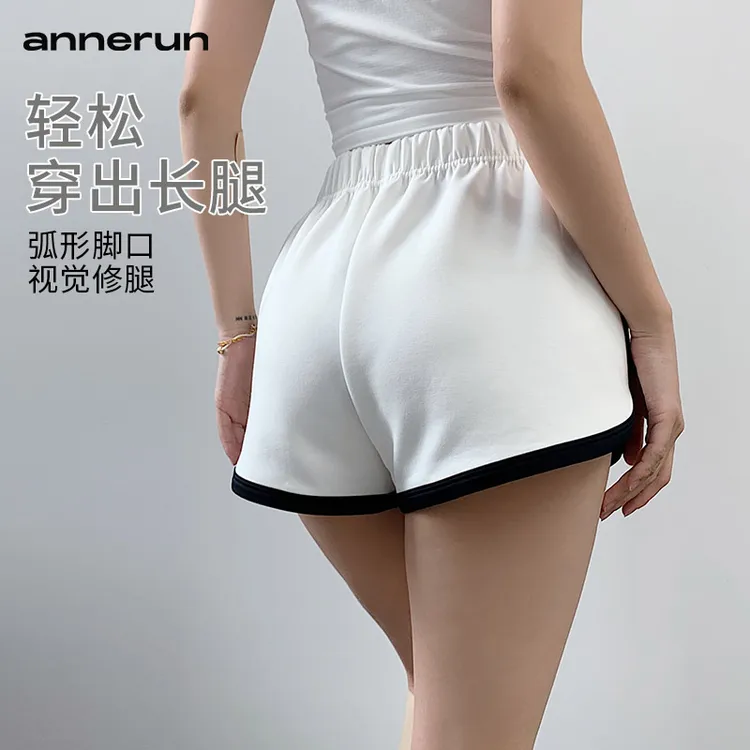 annerun拼色休闲运动短裤女跑步训练宽松短裤女款爆款2025新款
