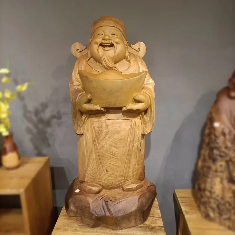 《财神爷》香樟木精品款财神开店摆件  尺寸46-44-98