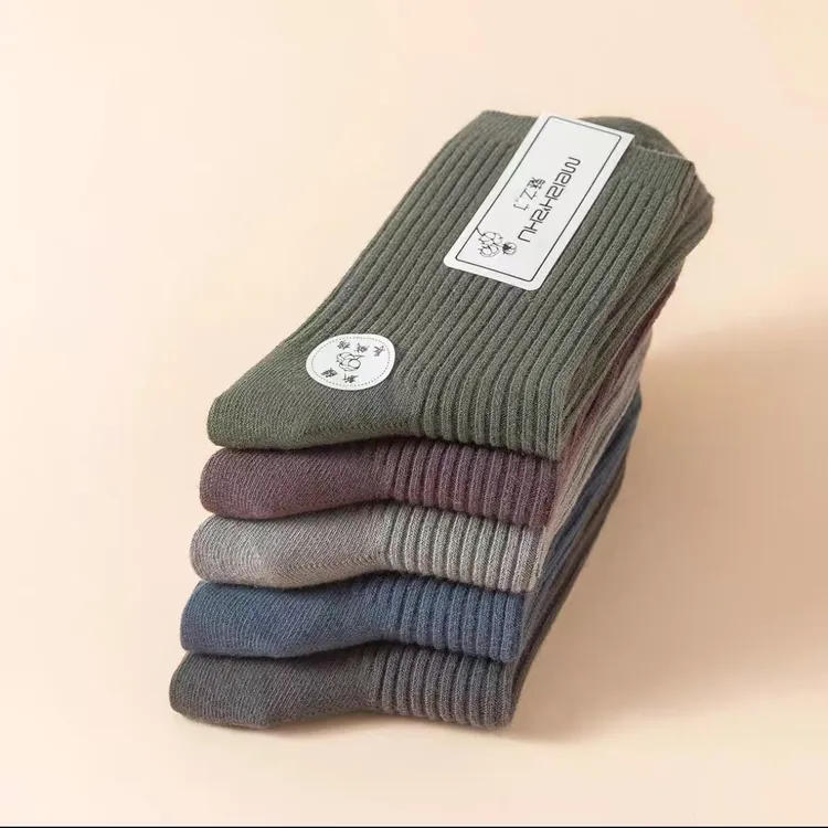 精梳棉中筒男士中厚袜子冬季秋冬全棉条纹男款袜子商务精品男袜