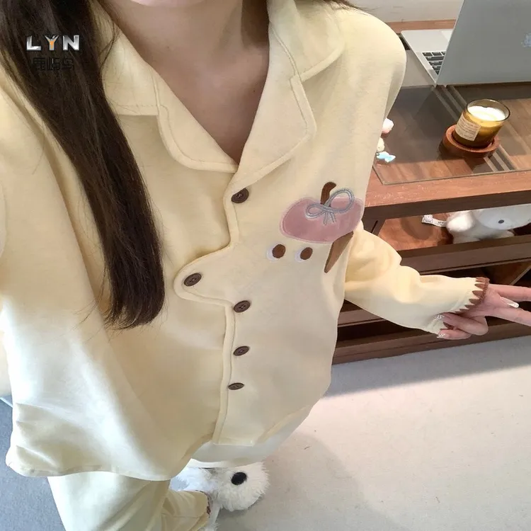 【当天发货】❤韩系糯叽叽可爱小狗秋冬季德绒加绒加厚睡衣女家居服