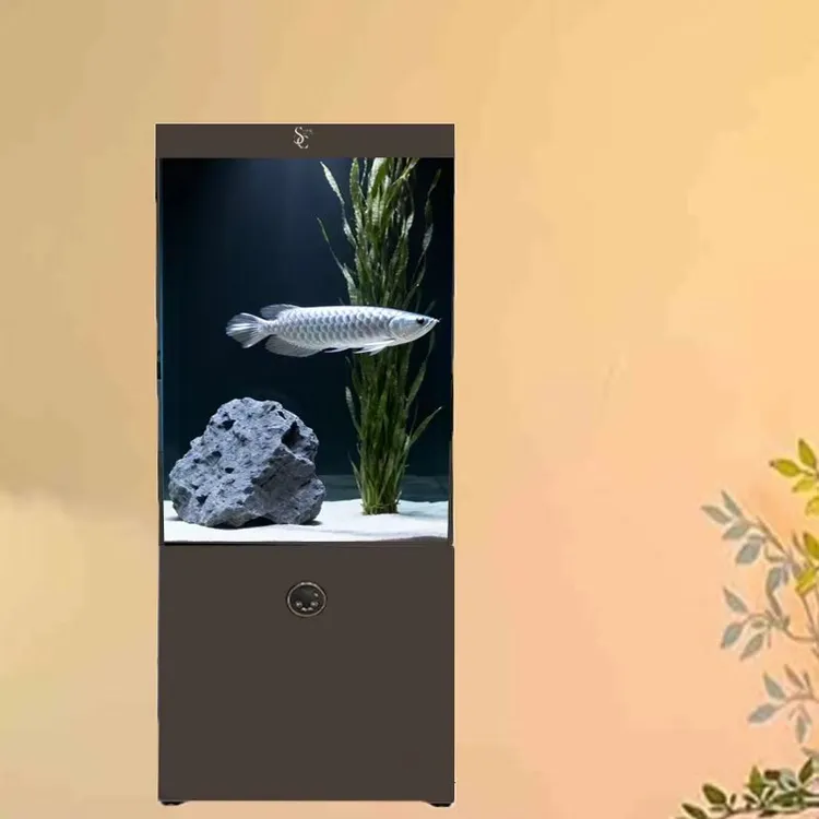新款落地免换水底过滤干湿分离家用智能一体底滤边几立体超白鱼缸