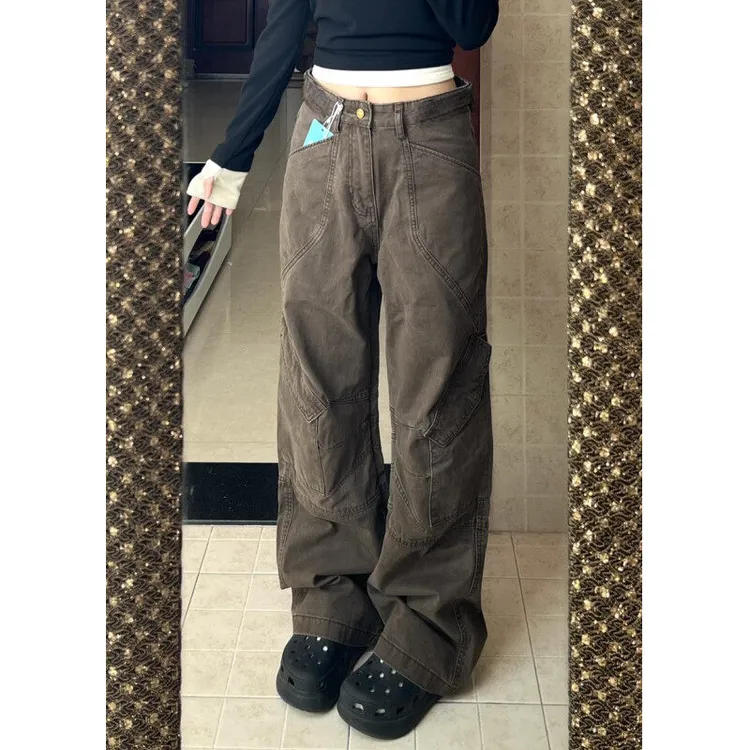 美拉德棕色裤子男款秋季cleanfit伐木工装裤美式复古直筒休闲裤子