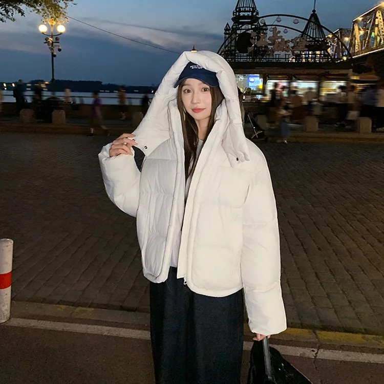 2025年冬季新款纯色宽松棉服外套女时尚韩版面包服加厚保暖棉衣