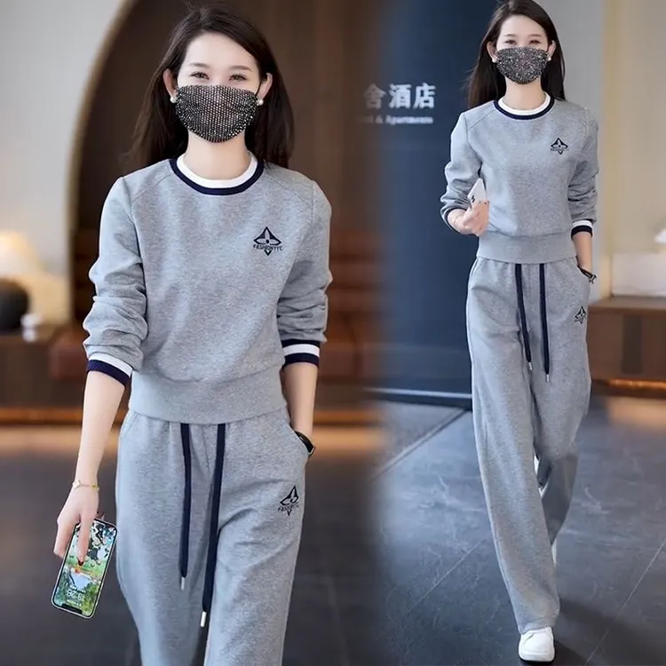 休闲运动服套装女2024新款洋气减龄时尚小个子卫衣卫裤两件套外贸