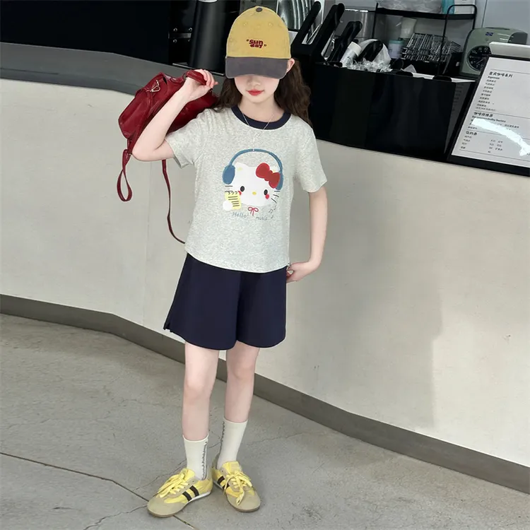 女童夏装套装2025新款洋气8-15岁大童短袖夏季薄款儿童短裤两件套