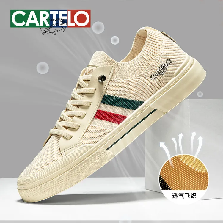 卡帝乐鳄鱼休闲男鞋夏季透气运动飞织网面鞋男士一脚蹬防臭开车鞋商品图