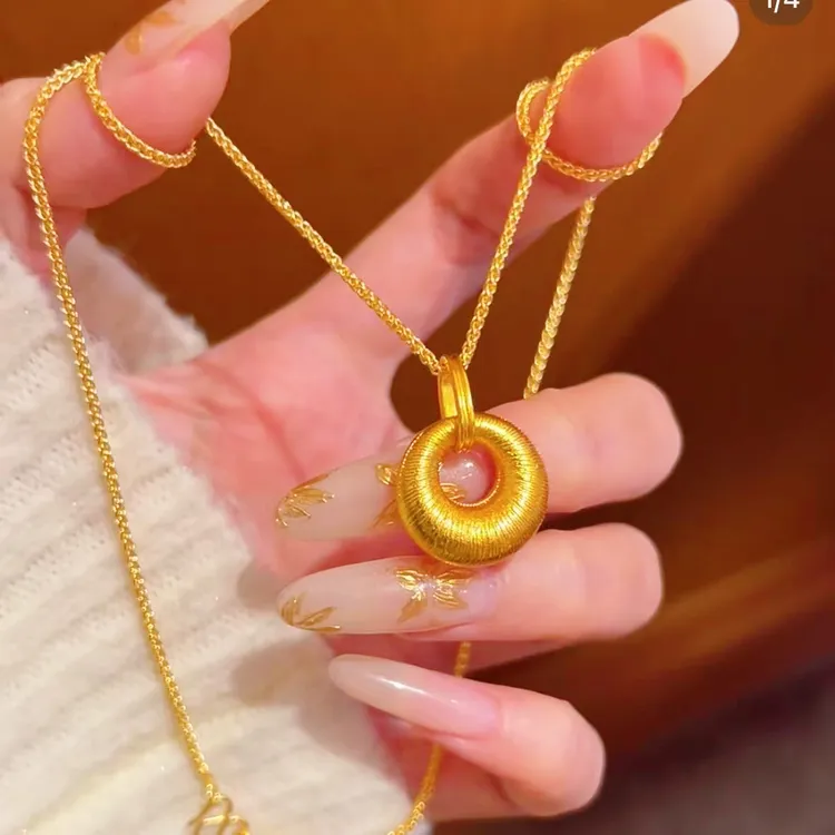 铜合金项链 轻奢时尚金坨坨项链女黄 金色爆款吊坠精致锁骨链首饰