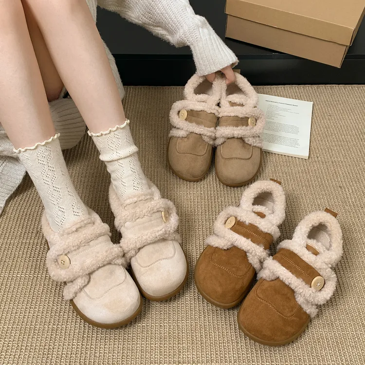 东北加绒加厚防滑厚底雪地棉鞋女冬外穿2025新款增高软底勃肯鞋子