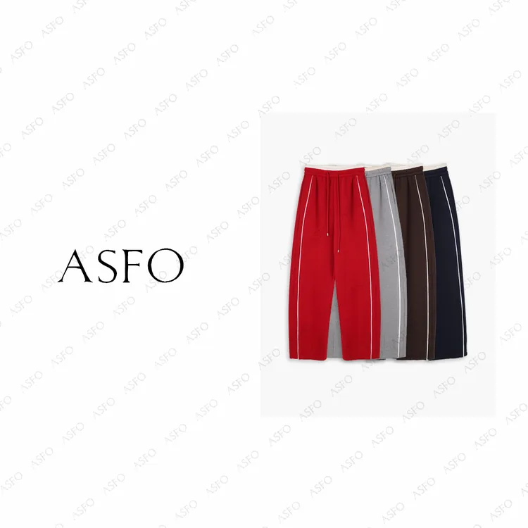 【AS单行道】25新撞色松紧腰加绒加厚百搭镰刀收腿卫裤AS25QNK00515