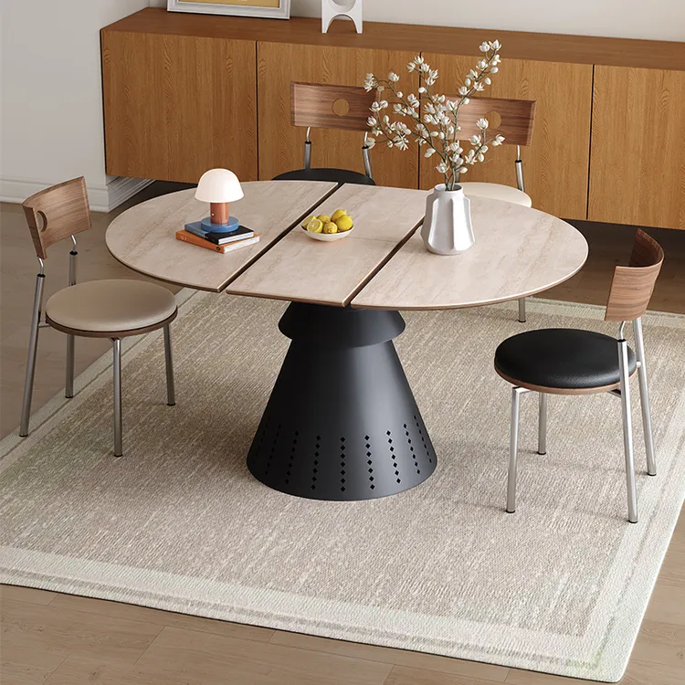 腿部加热圆形餐桌可伸缩带取暖智能语音小户型2025新款家用小圆桌