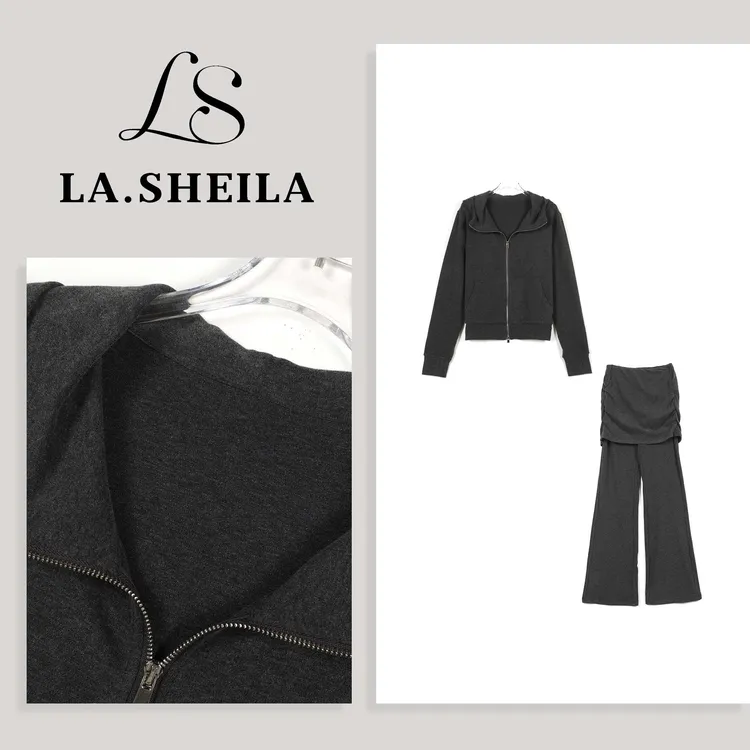 LA.Sheila “小蛮腰”连帽卫衣微喇裙裤套装253-TZ/0901-11685