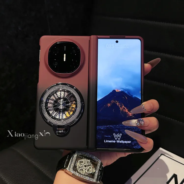 适用华为MateX6个性创意X5渐变肤感手机壳荣耀V5折叠全包带支架男