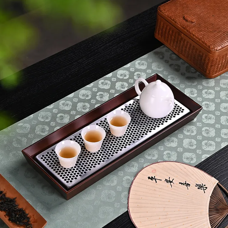 顾竹中式简约小型茶台轻奢家用茶托盘竹制干泡盘创意长方形茶泡台