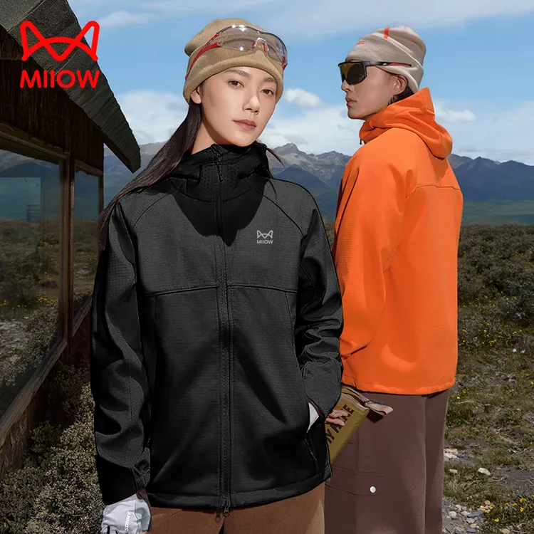 MIIOW CLASSIC/猫人经典防风保暖透气软壳衣徒步登山情侣外套连帽