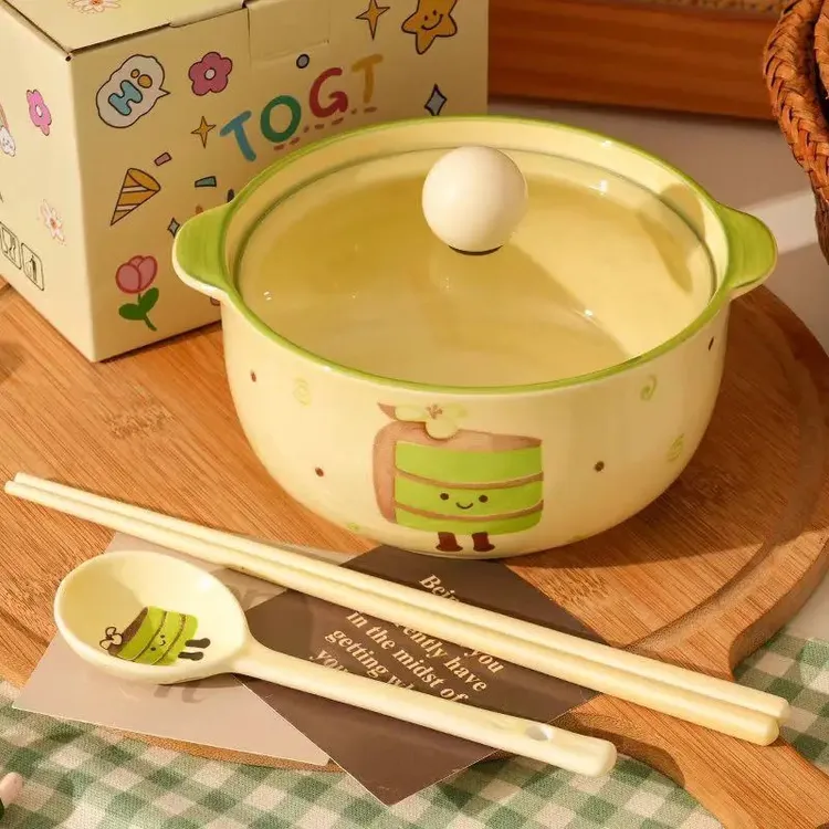 新款ins风陶瓷泡面学生宿舍方便面碗双耳泡面碗防烫螺蛳粉专用碗