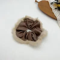 02636 好啊商店 毛毛边布艺发圈-咖色