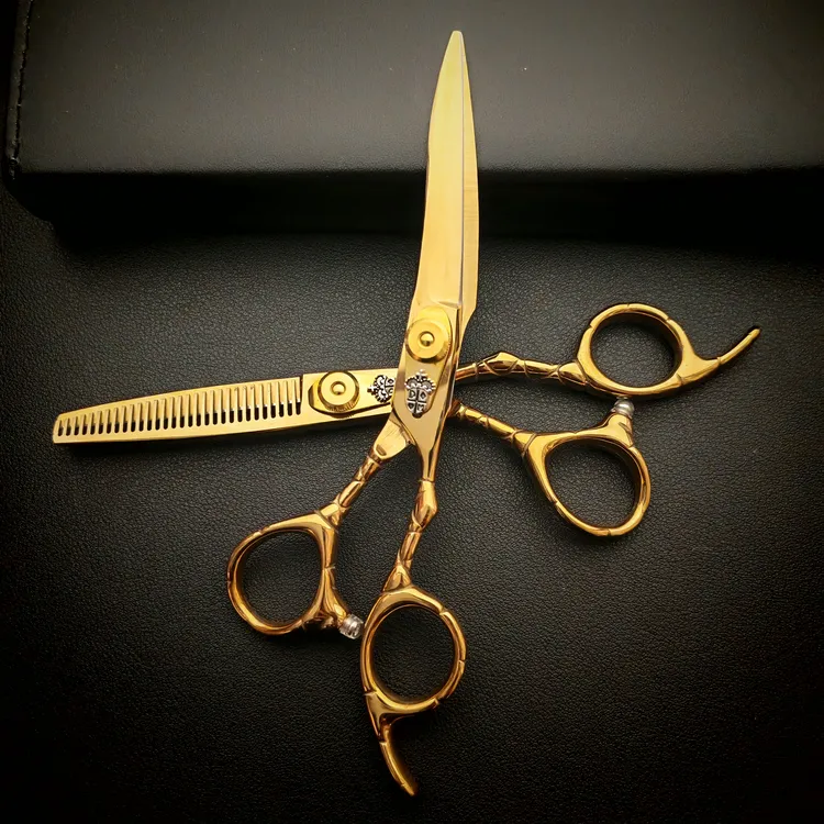 金骑豹6寸皇家名剪金色发型师专用美发剪平剪牙剪碎发打薄工具