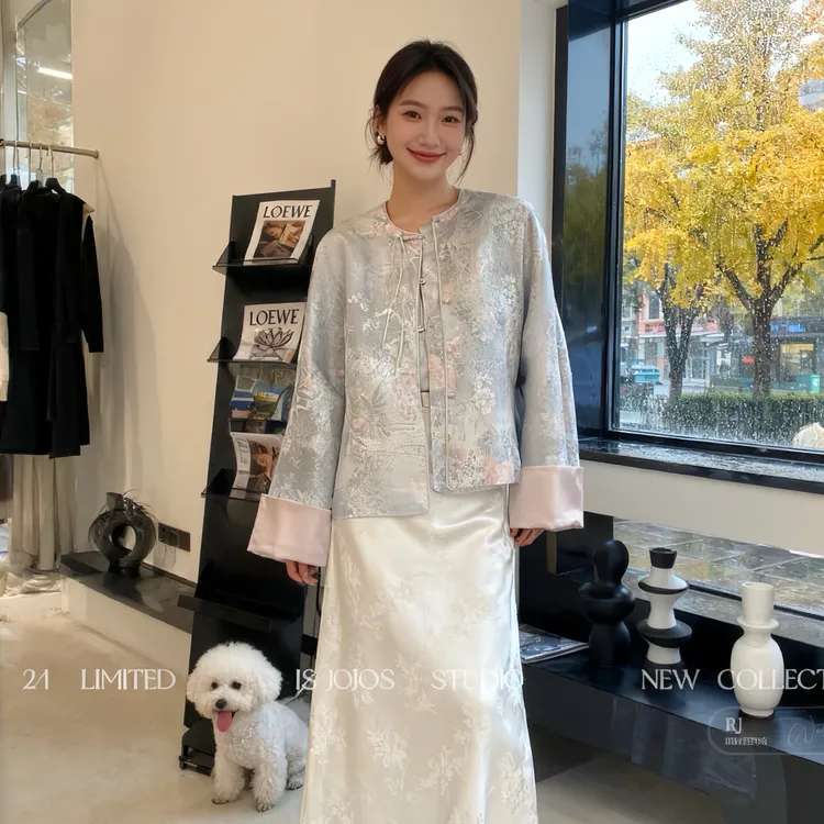 【RJ】新中式国风提花外套女秋季新款复古时尚宽松上衣时尚炸街女装