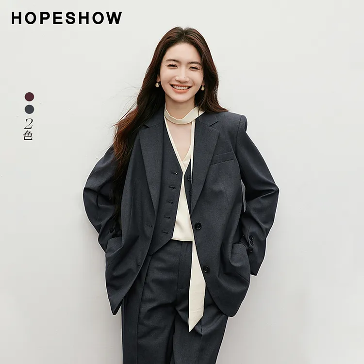 红袖小西装2025新款女装休闲通勤单排扣翻领一手长西装