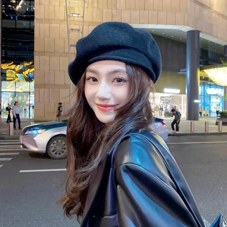 贝雷帽大头围宽边毛线帽子韩版百搭针织南瓜帽日系保暖冬季画家帽