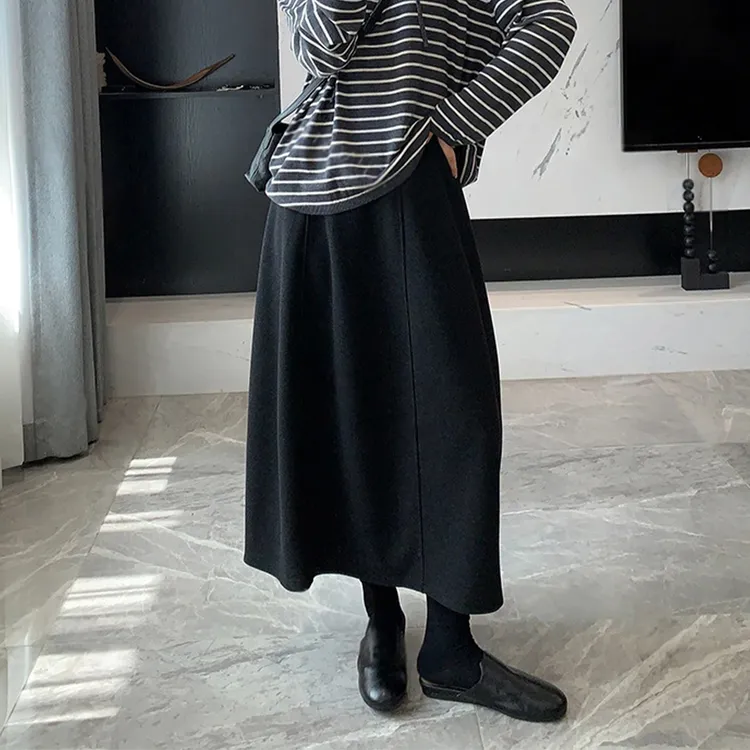 秋冬新款醋酸毛呢半身裙女百搭时尚大码高腰遮胯设计感显瘦花苞裙