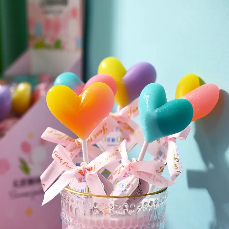 创意无蔗糖爱心棒棒糖花束高颜值少女糖果零食送女友七夕情人礼物