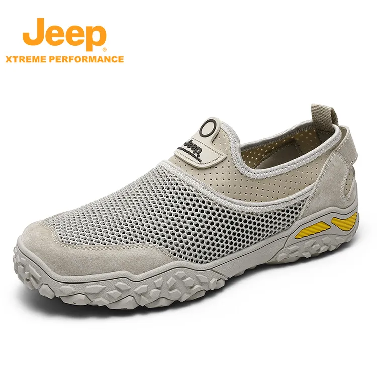 JEEP/吉普夏季透气轻便一脚蹬男士户外软底爸爸鞋网面休闲潮鞋