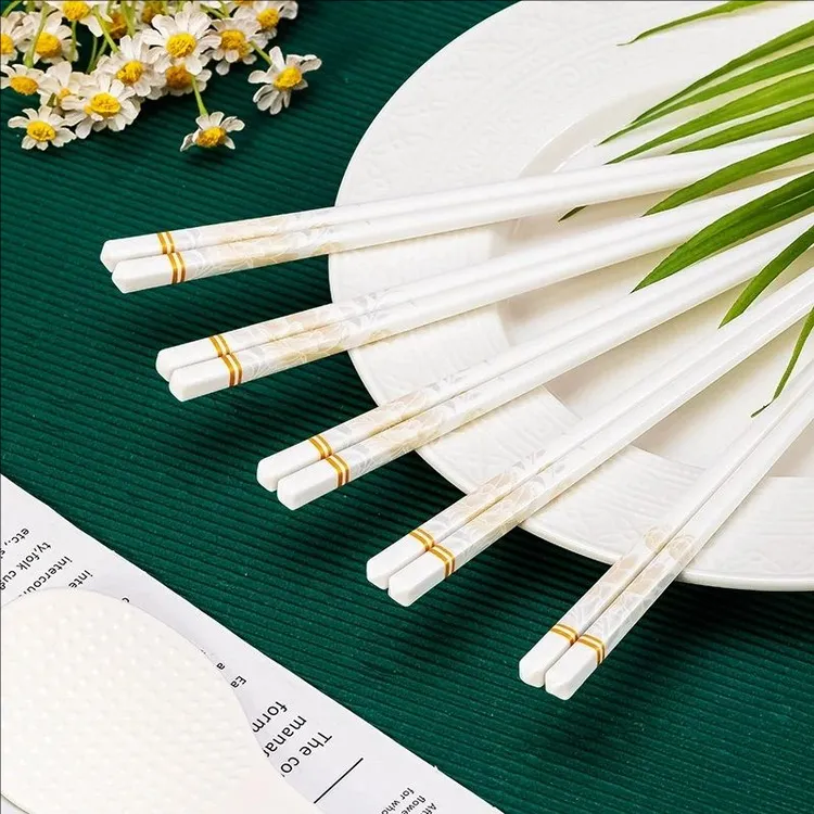 倾国倾城景德镇陶瓷筷子防滑(10双)白瓷筷子家用耐高温