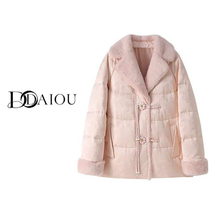 【DaiOu专属】2025新中式国风提花拼接水貂女士鹅绒服2503