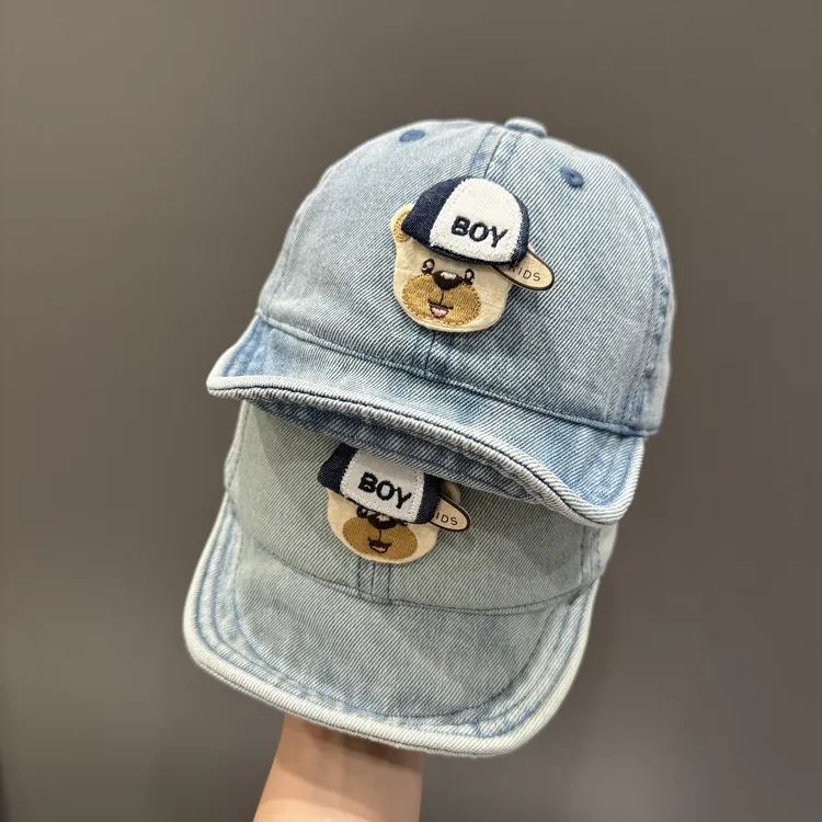 【酷萌牛仔】婴儿春秋款棒球帽复古水洗牛仔软檐鸭舌帽男女宝遮阳帽