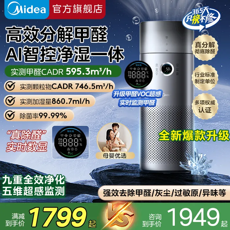 【顶配机皇】美的星澈空气净化器除甲醛灰尘过敏原加湿一体升级新款