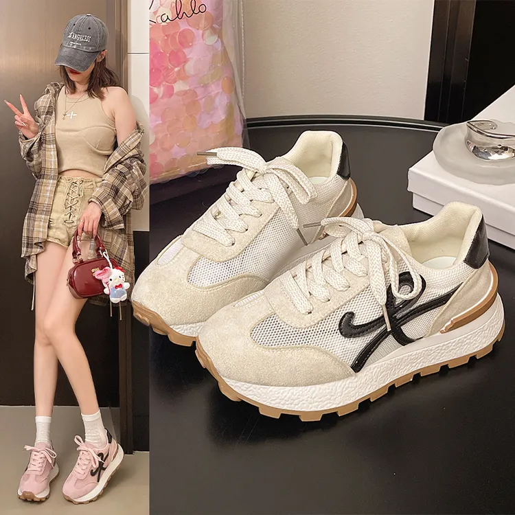 爆款超火网面透气老爹鞋女2025夏季新款厚底增高运动休闲阿甘鞋潮