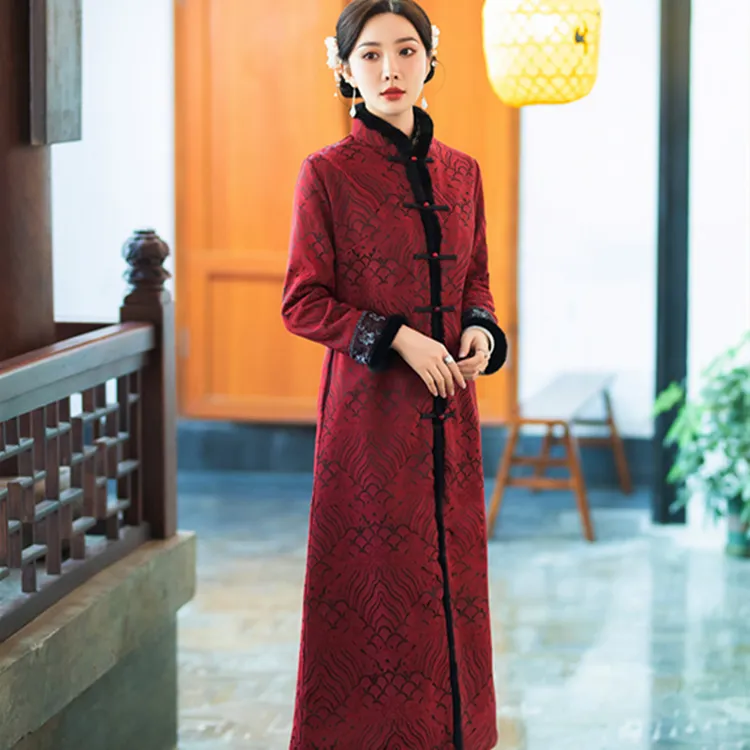 【锦绣江南】高贵新中式盘扣旗袍外套女长款改良秋冬国风大衣外搭