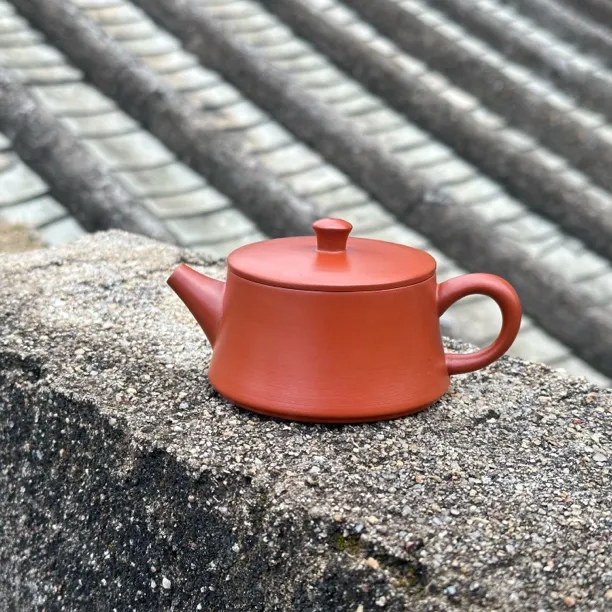 【云柱】潮州手拉壶朱泥纯手工云柱大口径汉瓦正宗紫砂朱泥手拉茶器