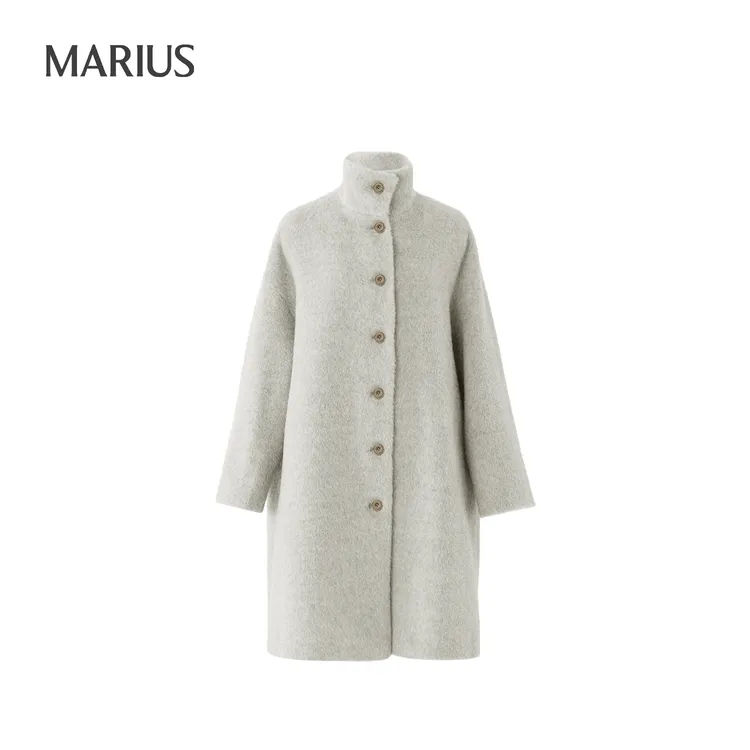 MARIUS"考拉大衣"秘鲁INCA毛宽松A版立领针织感单排扣大衣