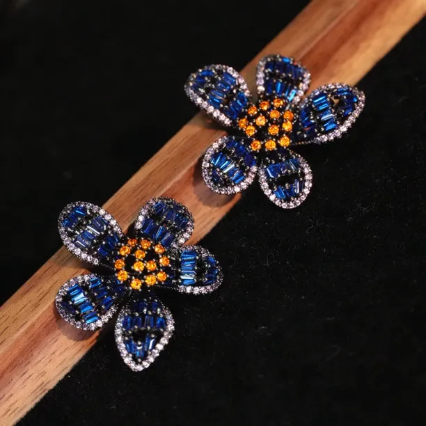 铜合金耳饰 A364秋冬复古红轻奢耳环女时尚气质高级感百搭耳饰