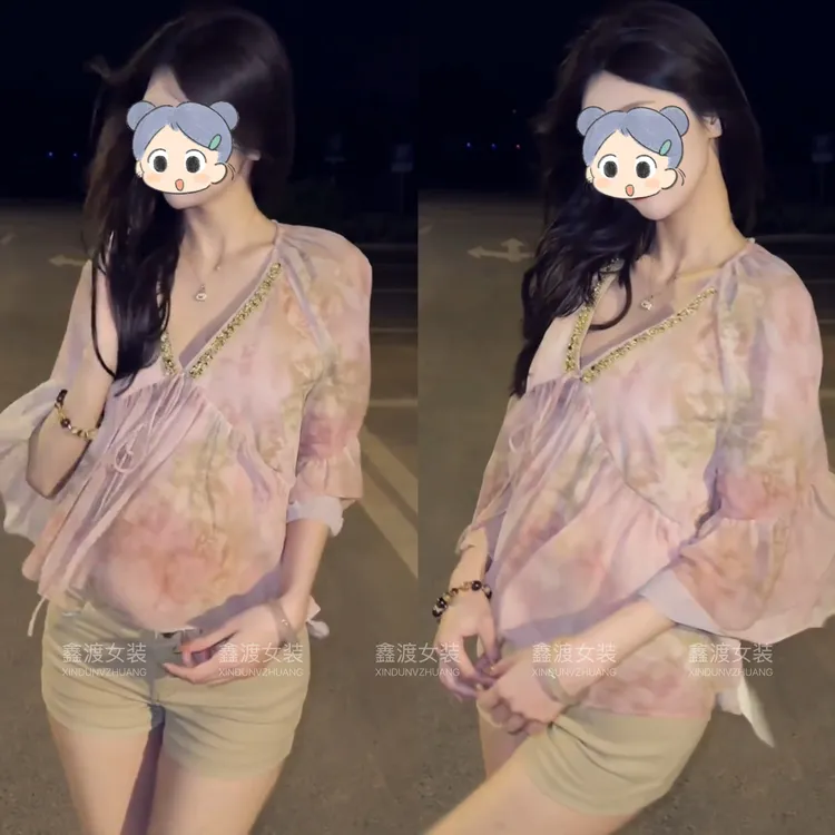 2025春夏新款时尚显瘦气质女士网红洋气两件套百搭款D5083