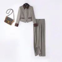 【9008套装-YR】职业西装气质女神范正装修身显瘦拼色商务西服套装