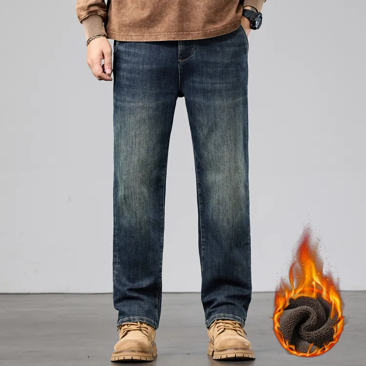 秋季新款大码男士牛仔裤子弹力宽松加肥加大松紧腰爆款直筒裤6340