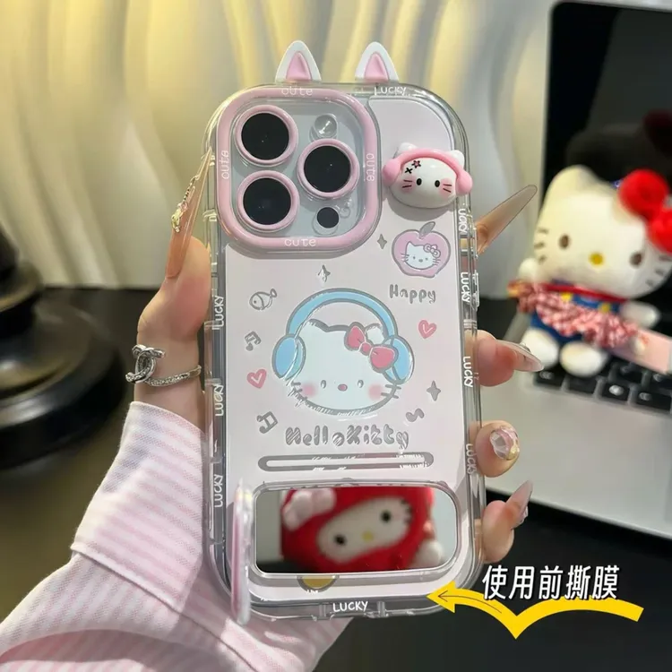 耳机Kitty适用苹果16promax手机壳iphone17pro可爱创意15plus防摔