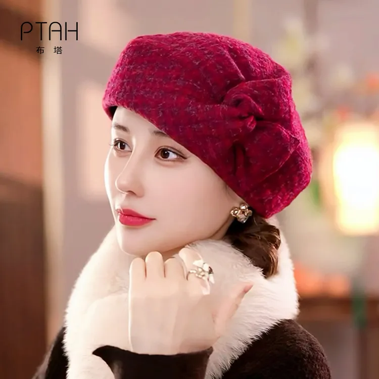 【羊毛扭结帽】羊毛混纺礼帽软帽百搭复古帽子女2025新年爆款2182