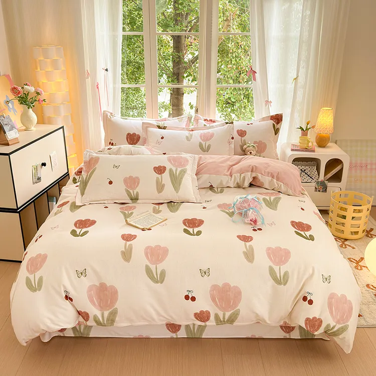 佳小乖秋冬加厚全棉磨毛四件套纯棉保暖床单被罩学生宿舍三件套