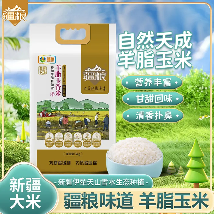 新疆羊脂玉大米羊脂米软糯营养丰富雪水灌溉软弹新疆美食大米