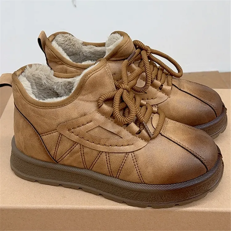 复古风老北京棉鞋女冬季新款加绒加厚舒适棉鞋丑萌大头厚底女棉靴